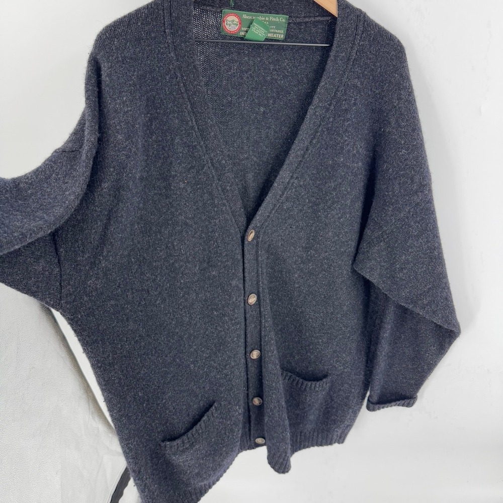 Vintage Abercrombie & Fitch The Big Indian Lake Wool Cardigan Sweater XL - Picture 7 of 8